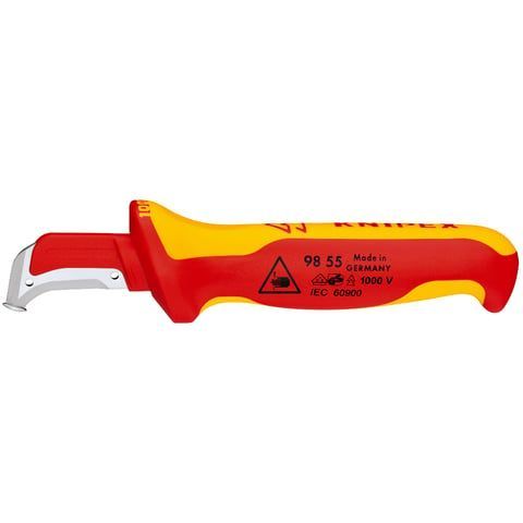 Нож для удаления изоляции VDE 1000V, с "пяткой", L-180 мм, 2-комп. рукоятка  KNIPEX 9855