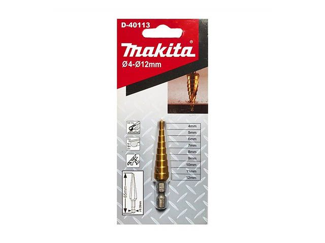 Сверло по металлу шестигр. 12.0х HSS TIN ступенчатое, прямой желобок MAKITA D-40113