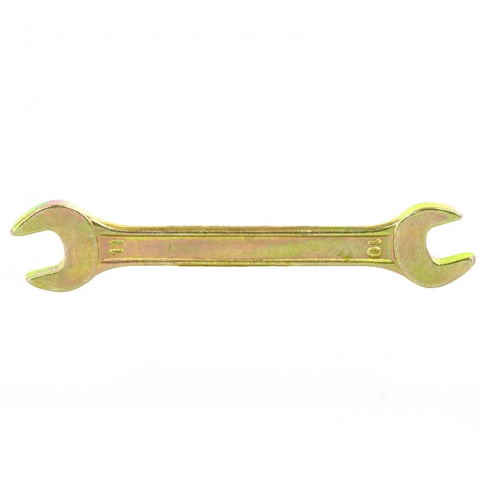 Ключ рожковый, 10 х 11 mm, желтый цинк  Сибртех 14304