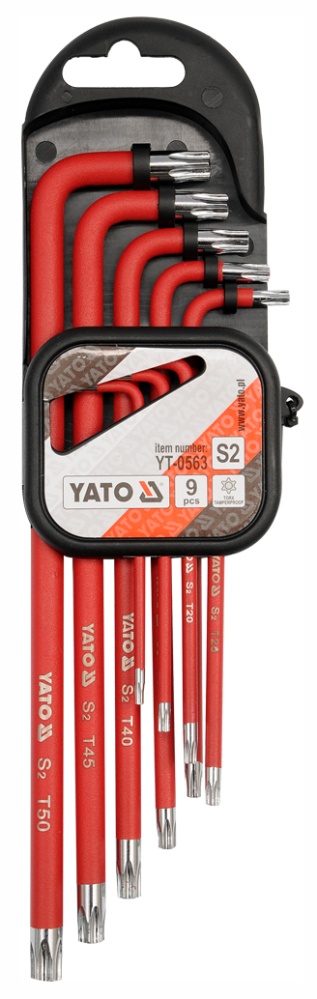 Ключи TORX с отверстием T10-T50 удл. S2 (набор 9пр.)  YATO YT-0563