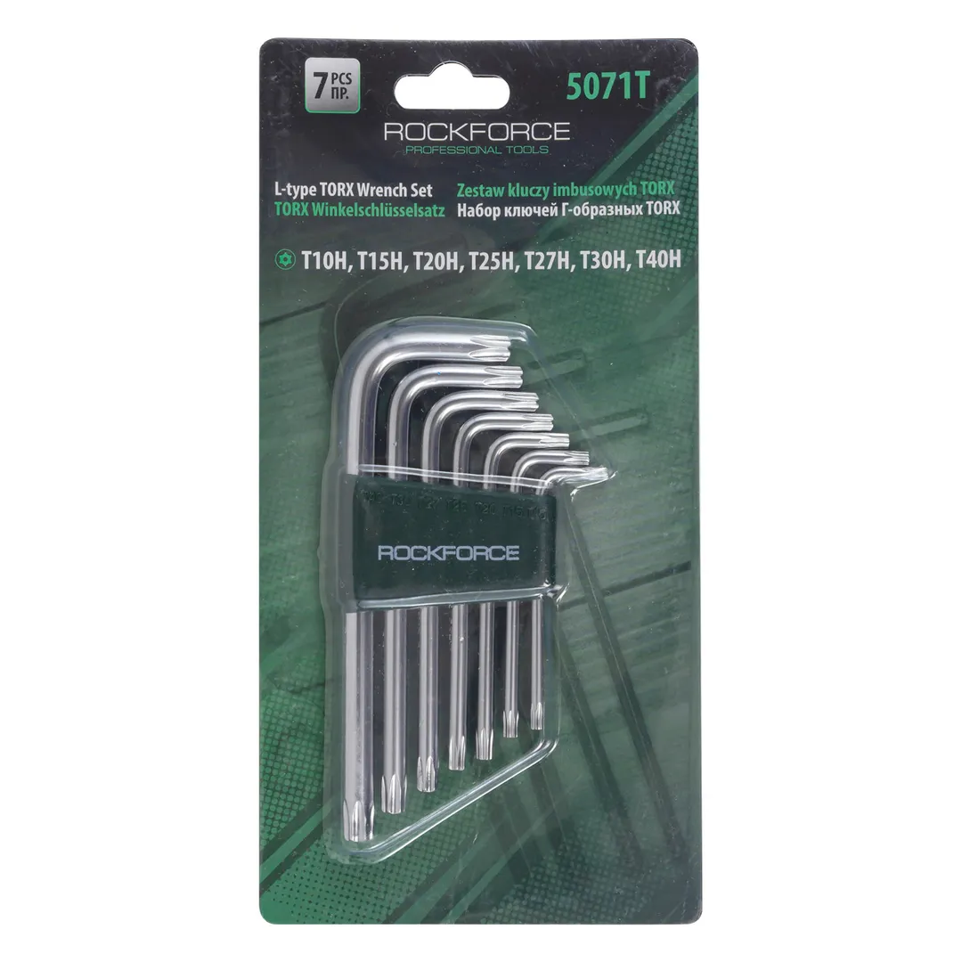 Набор ключей TORX 7пр. Т10Н-Т40Н с отверстием Rock FORCE RF-5071T