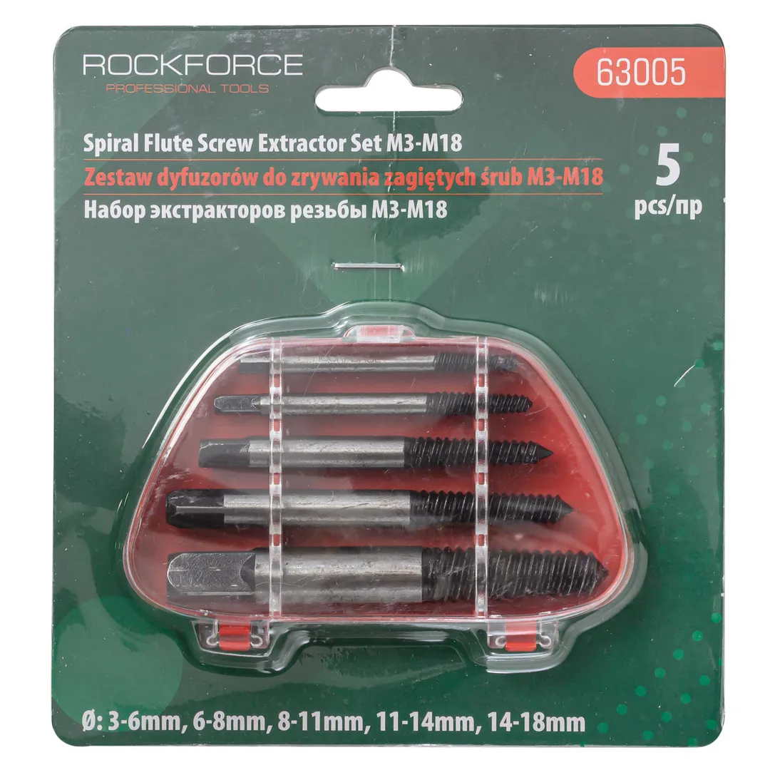 5пр. Набор экстракторов резьбы Rock FORCE RF-63005