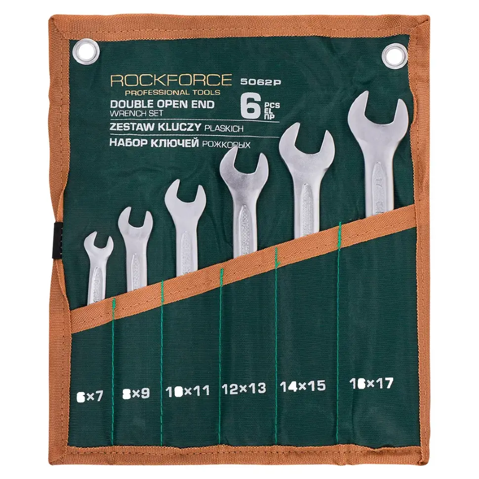Ключи рожковые, набор 6пр. (6х7, 8х9, 10х11, 12х13, 14х15, 16х17мм) RockFORCE RF-5062P