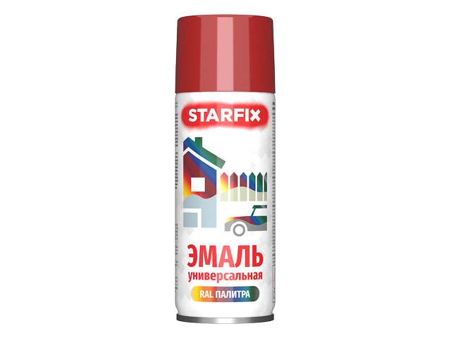 Краска-эмаль аэрозольная универсальная красный  520мл (3002) (Цвет красный)  ...STARFIX SM-97030-1