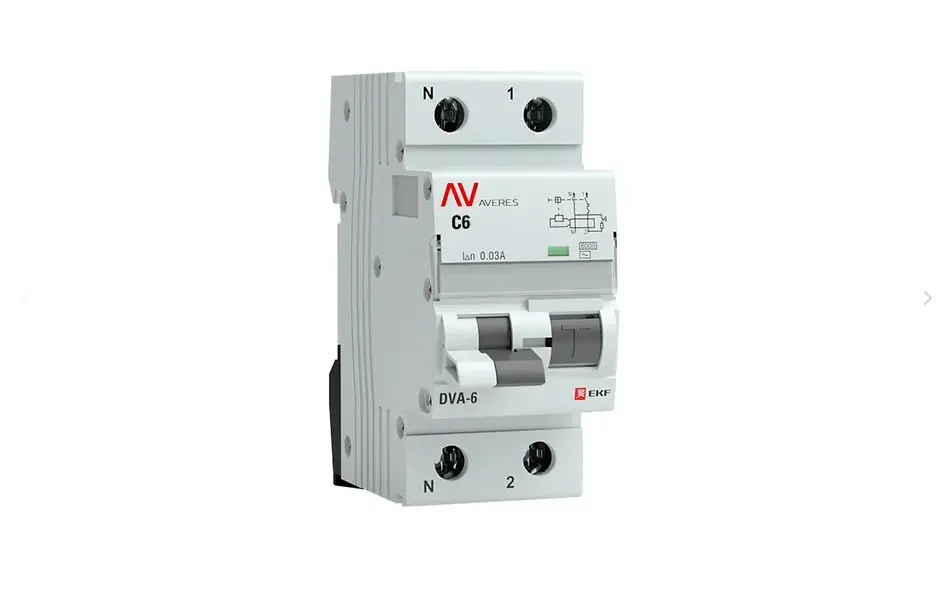 DVA-6 1P+N 6А (C) 30мА (AC) 6кА AVERES EKF rcbo6-1pn-6C-30-ac-av