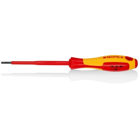 Отвертка SL3.0x0.5 шлицевая VDE 1000V, длина стержня 100 мм, L-202 мм  KNIPEX 982030