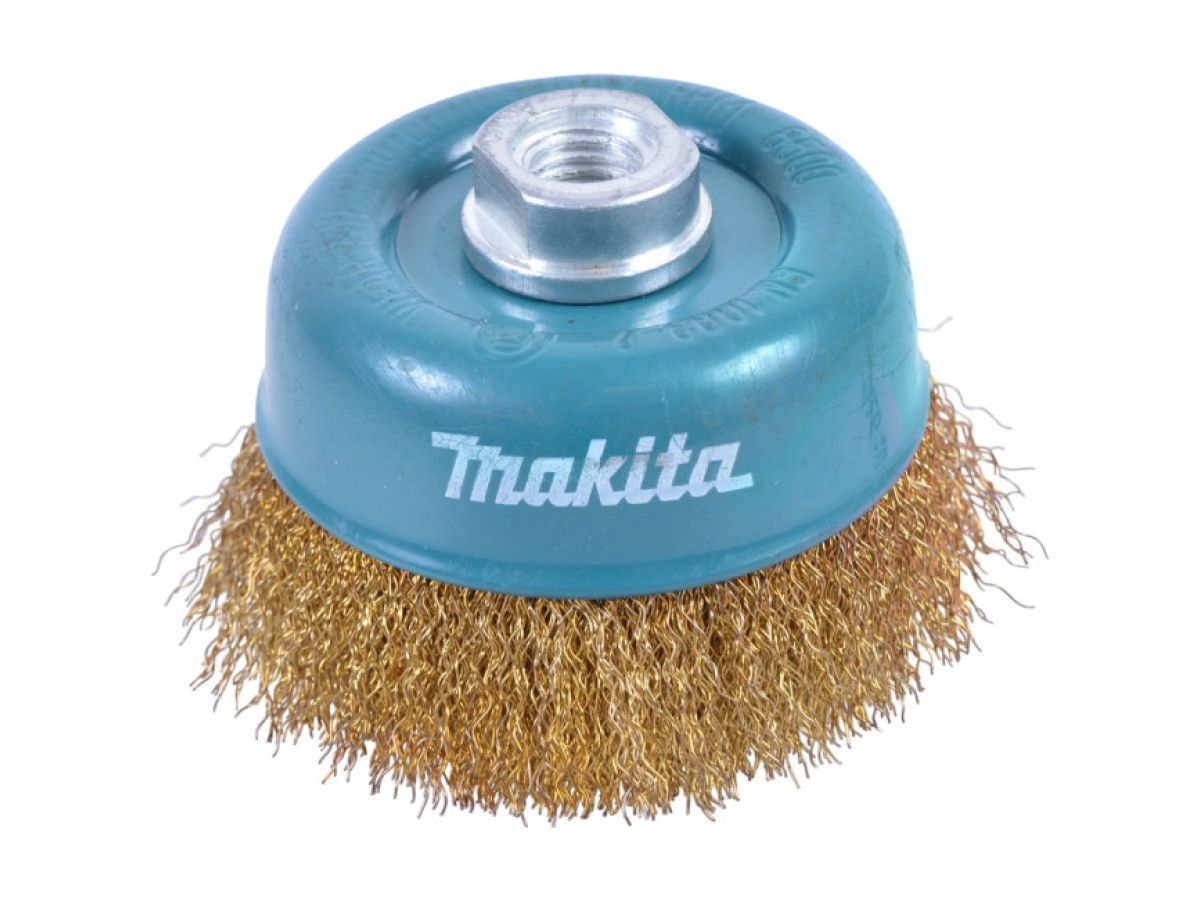 Щетка д/дрели чашечная проволочная 90 мм, М14х2 (гофрированная, латунь) MAKITA D-39780