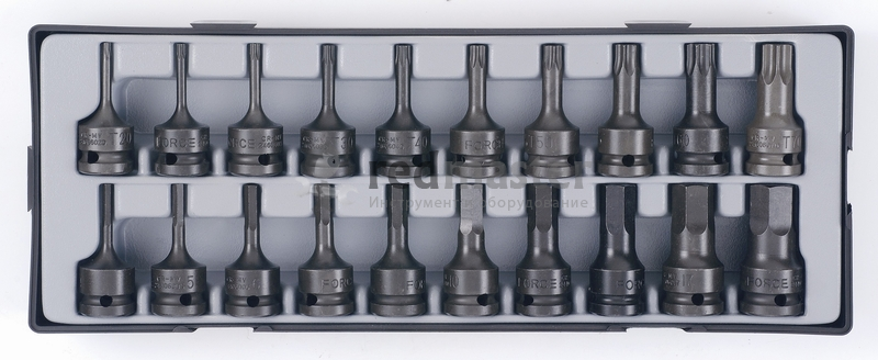 Набор бит-насадок ударных HEX, TORX, 20 пр, 1/2"  Force T4205