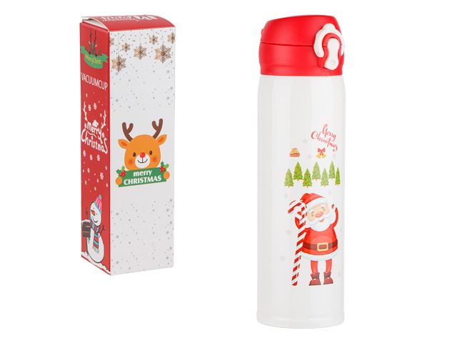 Термос, 500 мл, нержавеющая сталь, MERRY CHRISTMAS, белый PERFECTO LINEA 27-225464