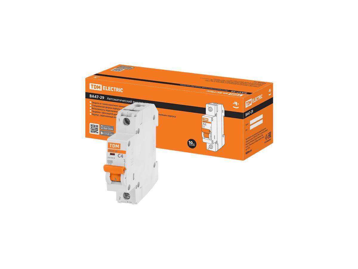 Авт. выкл.ВА47-29 1Р  4А 4,5кА х-ка С TDM SQ0206-0068