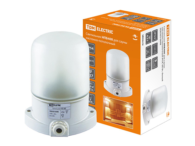 Светильник НПБ400 60Вт, IP54, для сауны настенно-потолочный белый  ...TDM SQ0303-0048