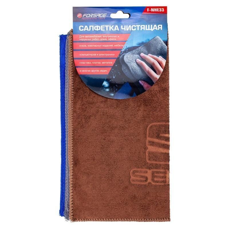 Салфетка чистящая микрофибра с логотипом 30*30 см (3шт/уп) Forsage F-NHE33 SEAT