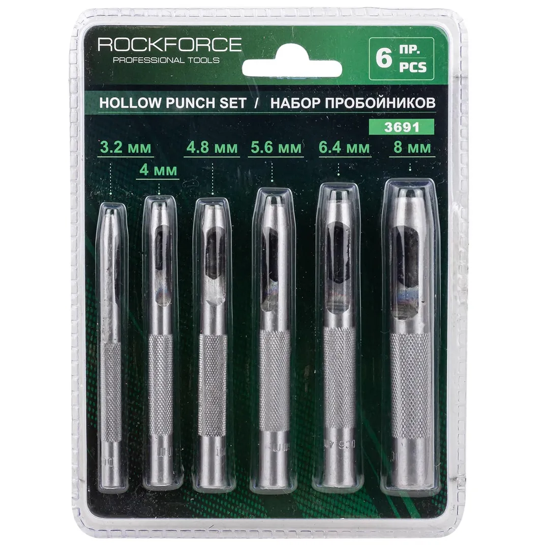 Набор пробойников, 6пр.(3-8мм), на полотне Rock FORCE RF-3691