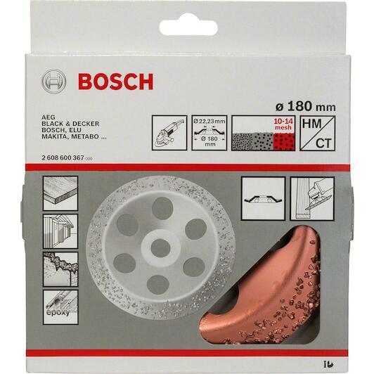Чашка твердосплавная 180x22,23 мм (коническая / крупное зерно) BOSCH 2.608.600.367