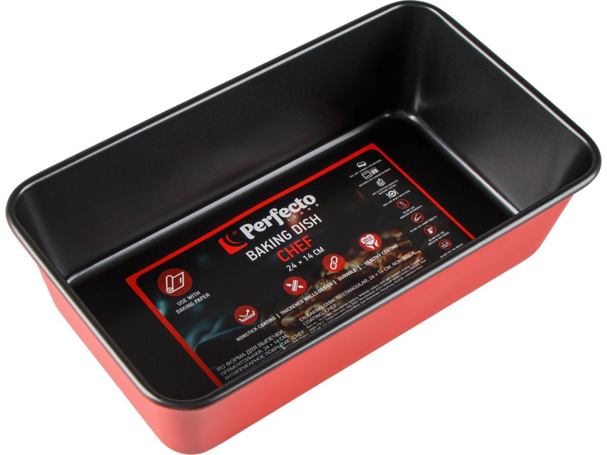 Форма для выпечки, прямоугольная, 24х14 см, антипригарное покрытие, CHEF PERFECTO LINEA 16-241465