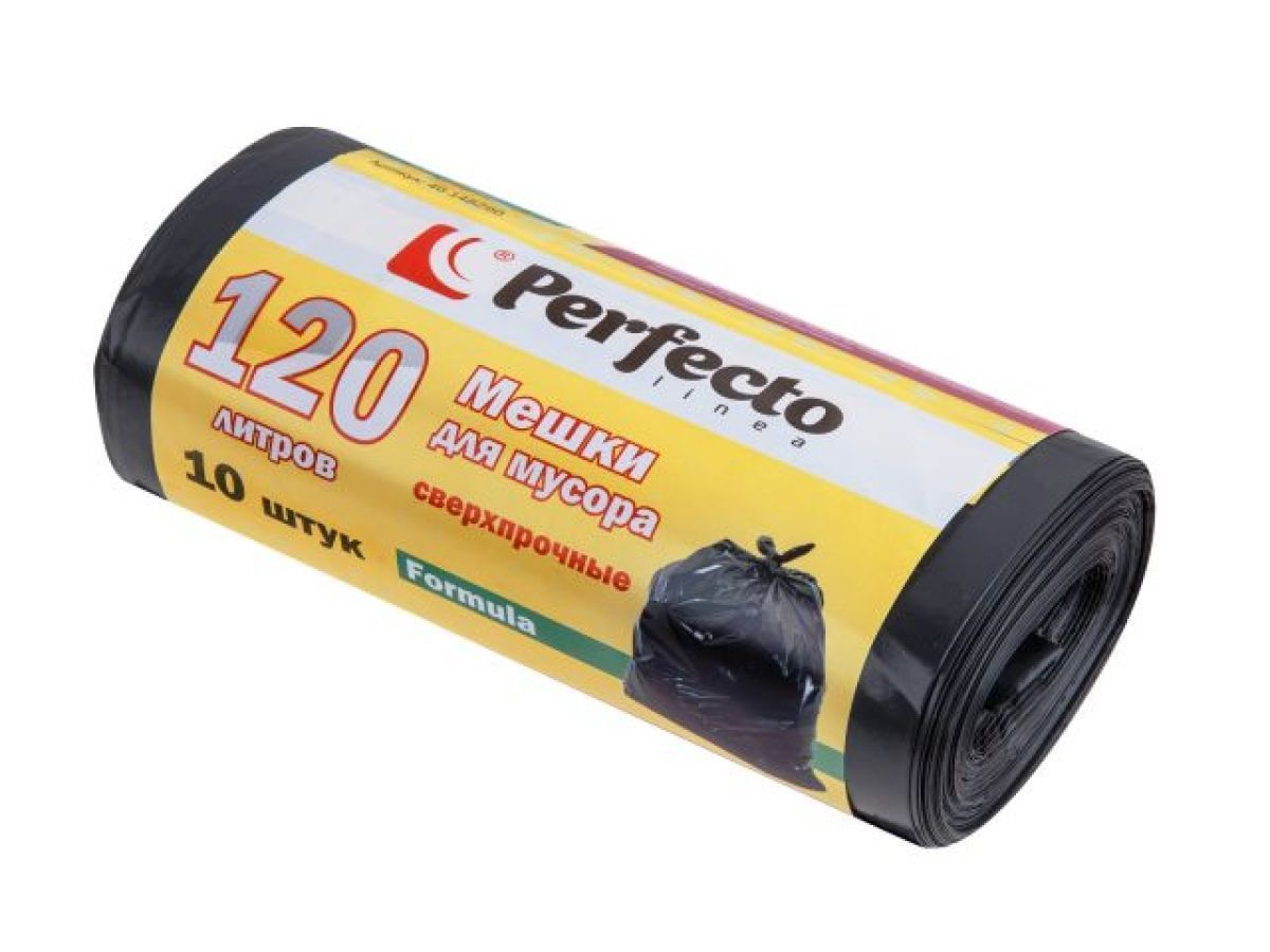 Мешки для мусора сверхпрочные Formula, 120 л, 10 шт. (отличаются сверхпрочностью, подходят для мусорных контейнеров.) PERFECTO LINEA 46-148290