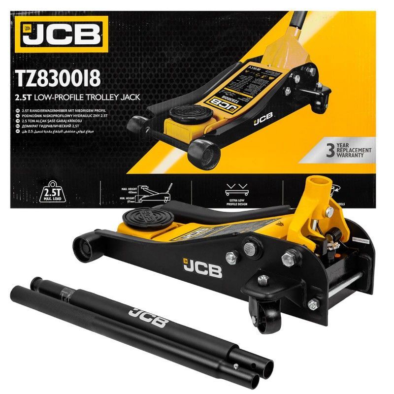 Домкрат подкатной гидравлический 2.5т (h min 87мм, h max 455мм) JCB JCB-T830018 (TZ)