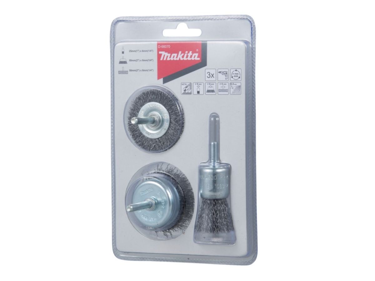 Набор щеток (3 шт) для шуруповертов 1/4" (50 мм/ 50 мм/ 25 мм) MAKITA D-66070