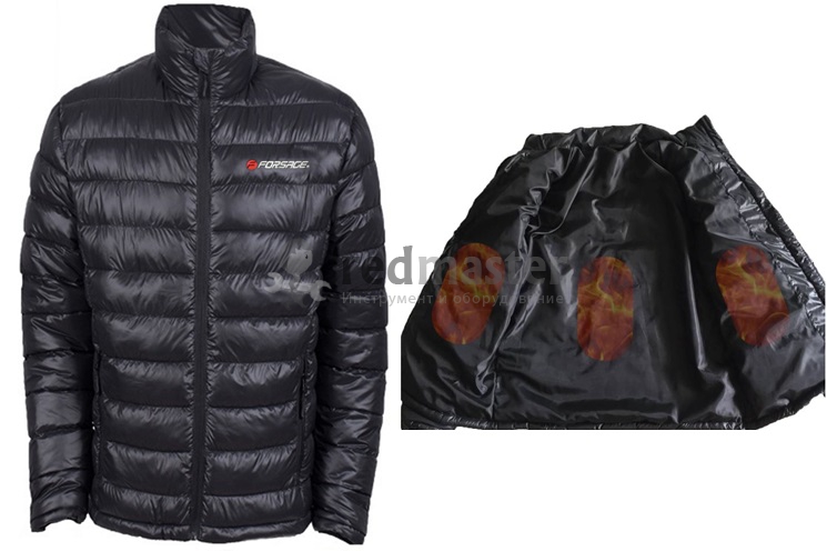 Куртка болоньевая с электроподогревом (р.48-50, черная)  Forsage TNF-14(L)