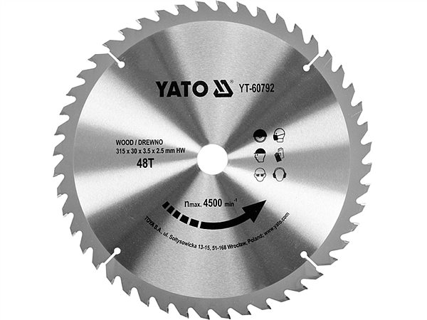 Диск пильный с напаянными зубцами из твердых сплавов 315/30 48T YATO YT-60792