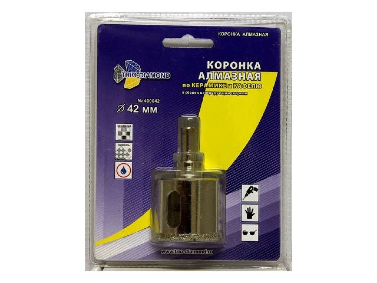 Коронка алмазная d 42 мм. по керамике и кафелю TRIO-DIAMOND 400042