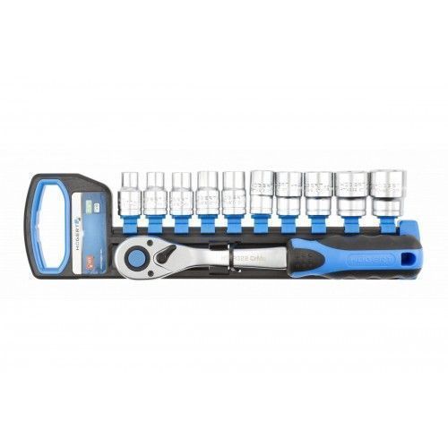 Набор инструмента (головки + трещотка 1/2") 11пр. CrV  HOEGERT HT1R332