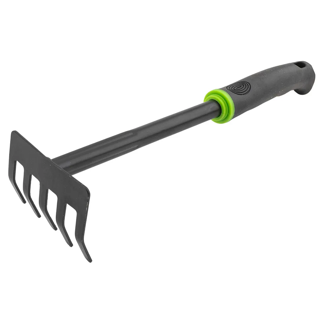 Грабли мини с пластиковой рукояткой (5-зуб., L-300mm)  WMC TOOLS WMC-TG2103024-D