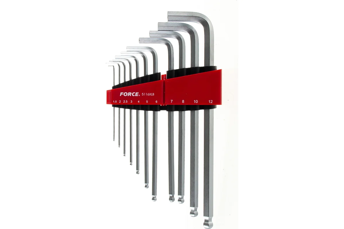 Набор ключей шестигранных ,1.5-12мм, 11пр. экстра длинных Force 5116XL