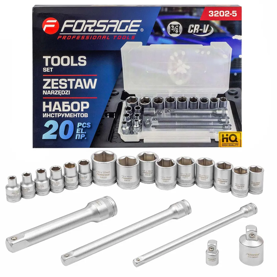Набор инструментов 3/8' (20 пр.)  Forsage F-3202-5