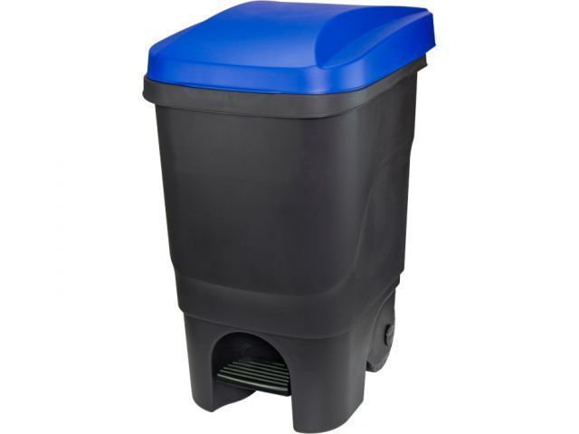 Контейнер для мусора 60л с педалью (синяя крышка)  IDEA М2398