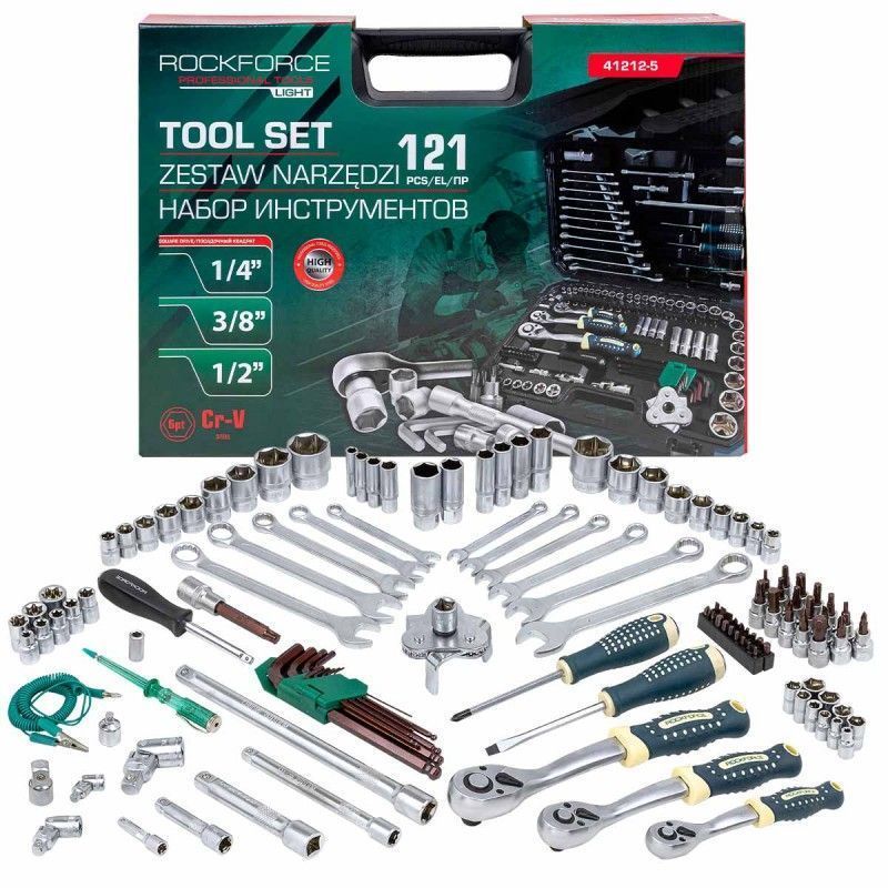 Набор инструментов 121пр. 1/4", 1/2",3/8" ( 6гр.) RockFORCE LIGHT ...Rock FORCE LIGHT RF LIGHT-41212-5