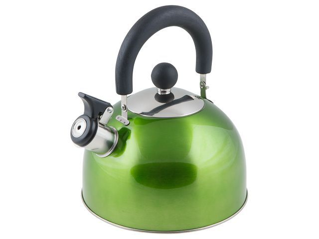 Чайник со свистком. нержавеющая сталь. 2.5 л. серия Holiday. зеленый металлик (диаметр 19 см. высота...PERFECTO LINEA 52-121513