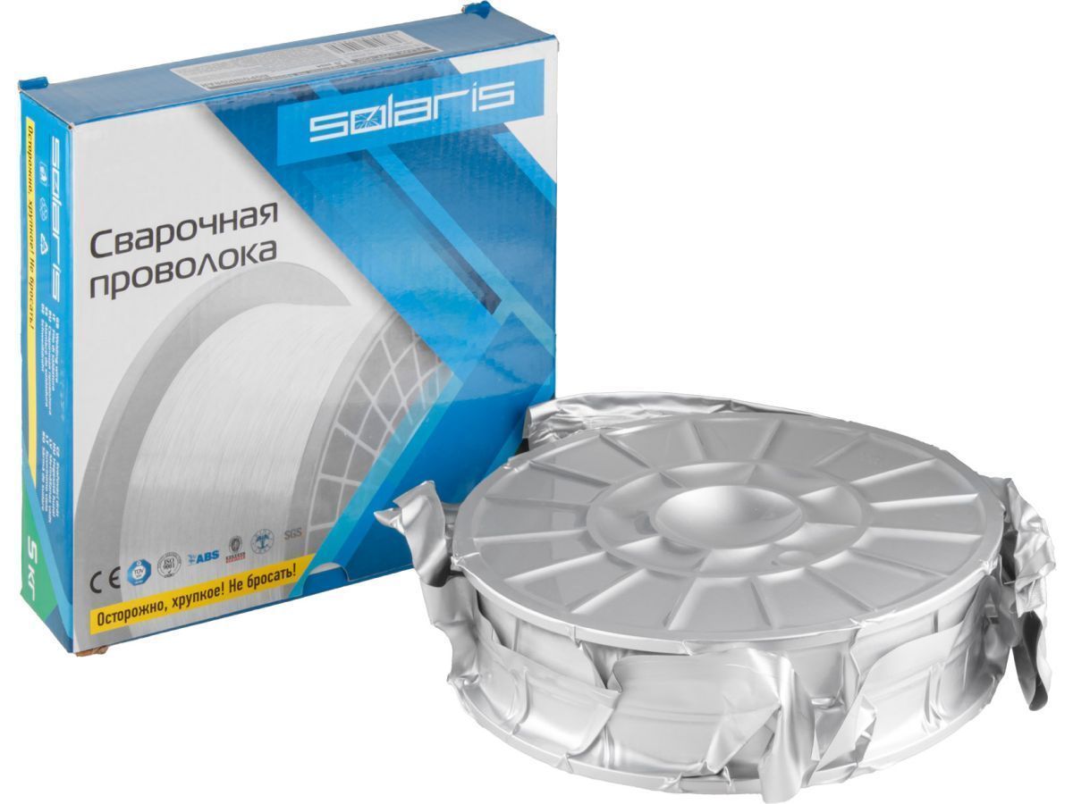 Проволока сварочная FLUX E71T-GS ф1,0мм (сварка без газа) (катушка 5кг) SOLARIS WM-E71TGS-10050