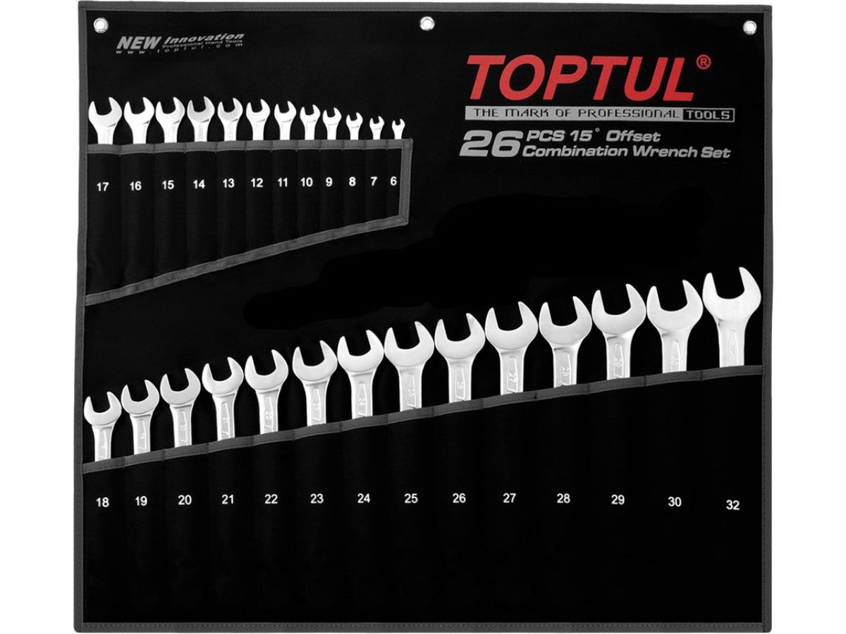 Набор ключей комбинированных 6-32 мм 26 шт. (черное полотно) Toptul GPAB2602