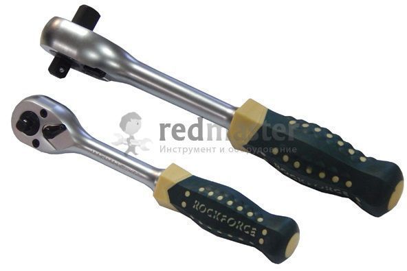 Трещотка реверсивная двухсторонняя с резиновой ручкой 1/2-3/8 (72зуб.) Rock FORCE RF-802421