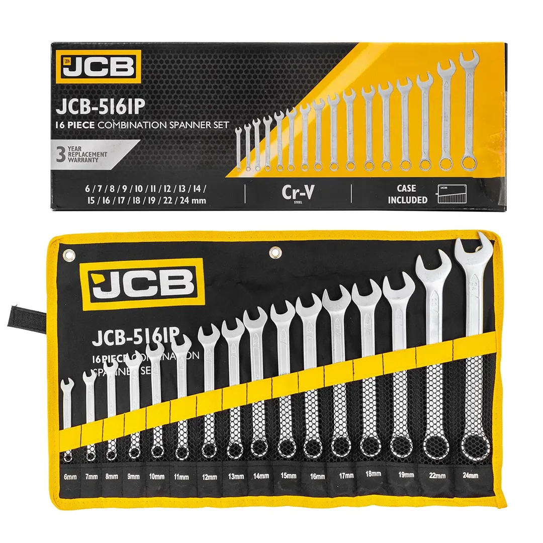 Ключи комбинированные, набор 16пр. (6-19, 22, 24мм) JCB JCB-5161P