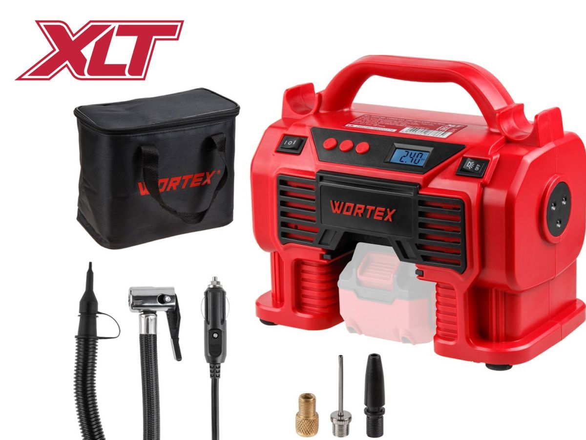 Аккум. компрессор CTI 1810  ALL1 XLT SOLO 18 В,  БЕЗ АКБ, 11 бар, 9/360 л/мин (160 PSI / 1100 кПа, цифровой манометр, 790 мм шланг, подсветка) WORTEX 1325766