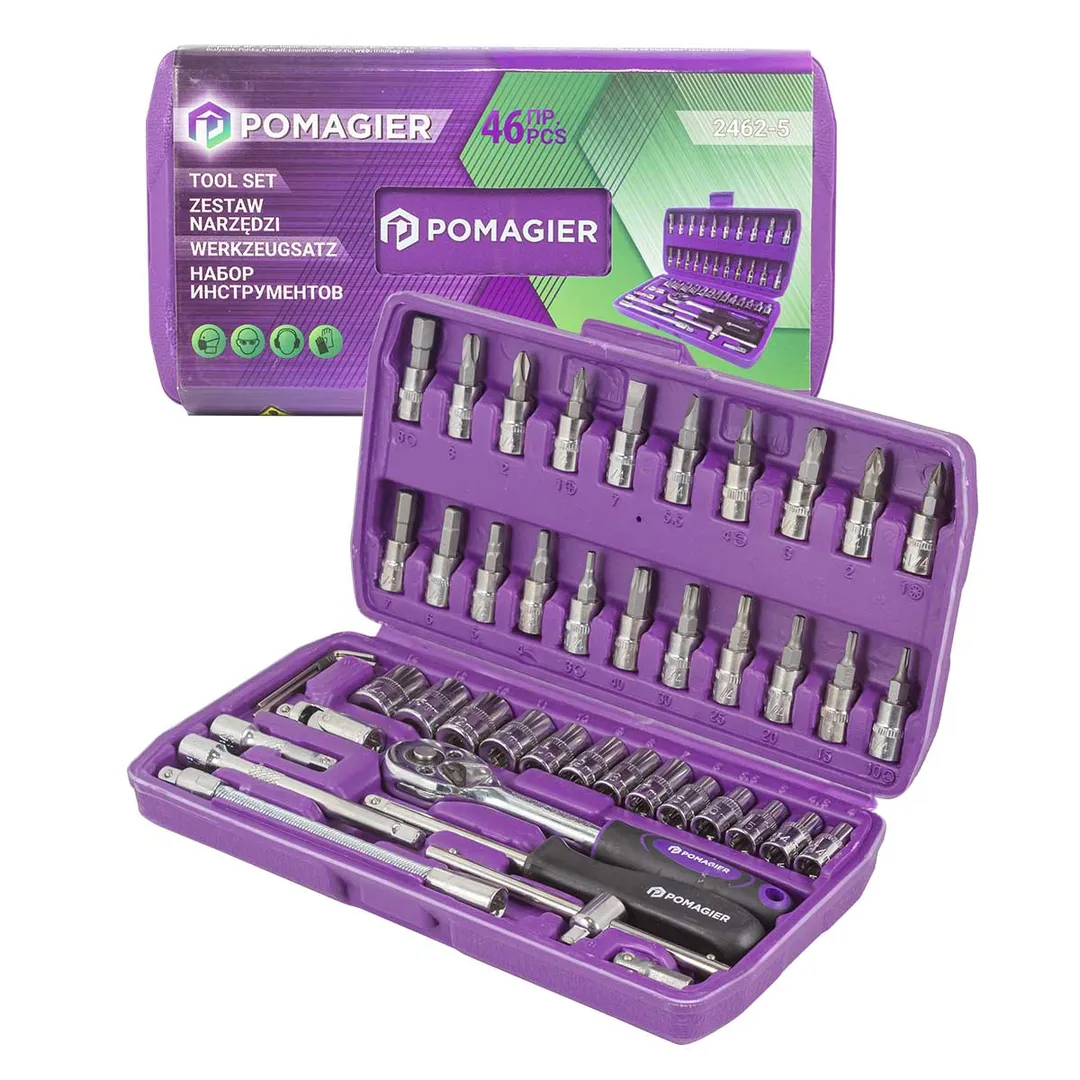 Набор инструментов 46пр. 1/4" (6гр.)  POMOGIER 2462-5