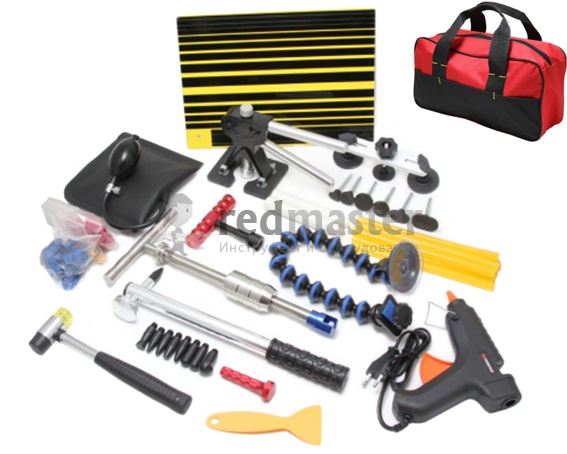 Набор инструментов для беспокрасочного удаления вмятин с термопистолетом 55пр., в сумке Forsage F-915M1A