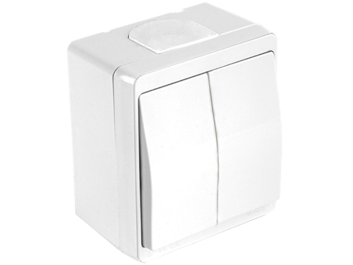 Выключатель 2-клав. (открытый) белый, NEMLIYER (10 A, 250 V, IP 44) MUTLUSAN 21500020101