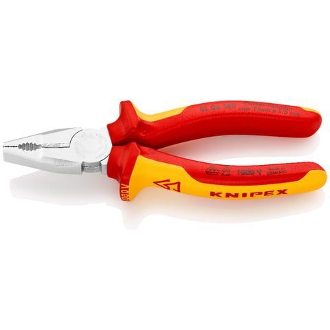 Плоскогубцы комбинированные VDE 1000V , L-160 мм, хром., 2-комп. рукоятки   ...KNIPEX 0106160
