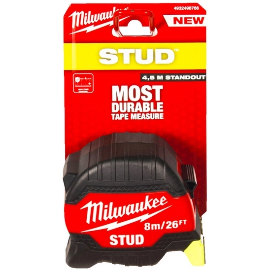 Рулетка магнитная STUD 8м / 26ft / 33 мм (Gen 3)  Milwaukee 4932498766
