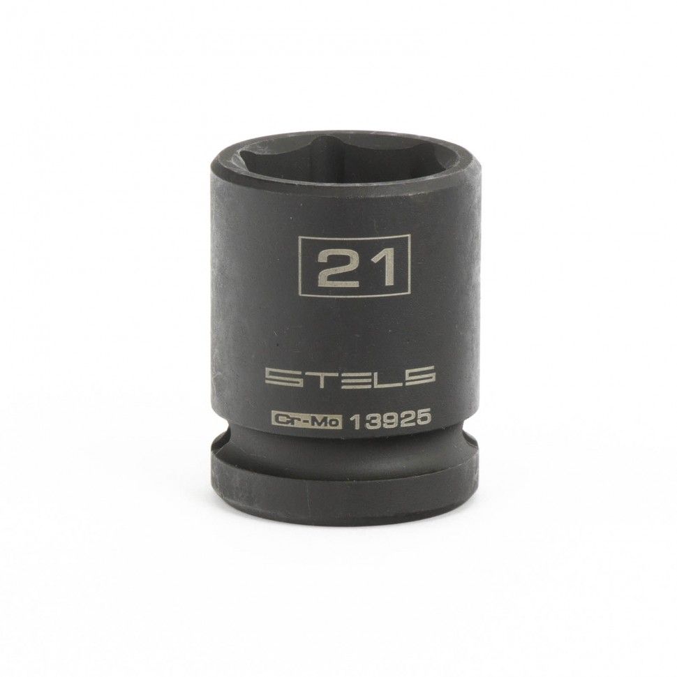 Головка ударная шестигранная, 21 mm, 1/2", CrMo  Stels 13925