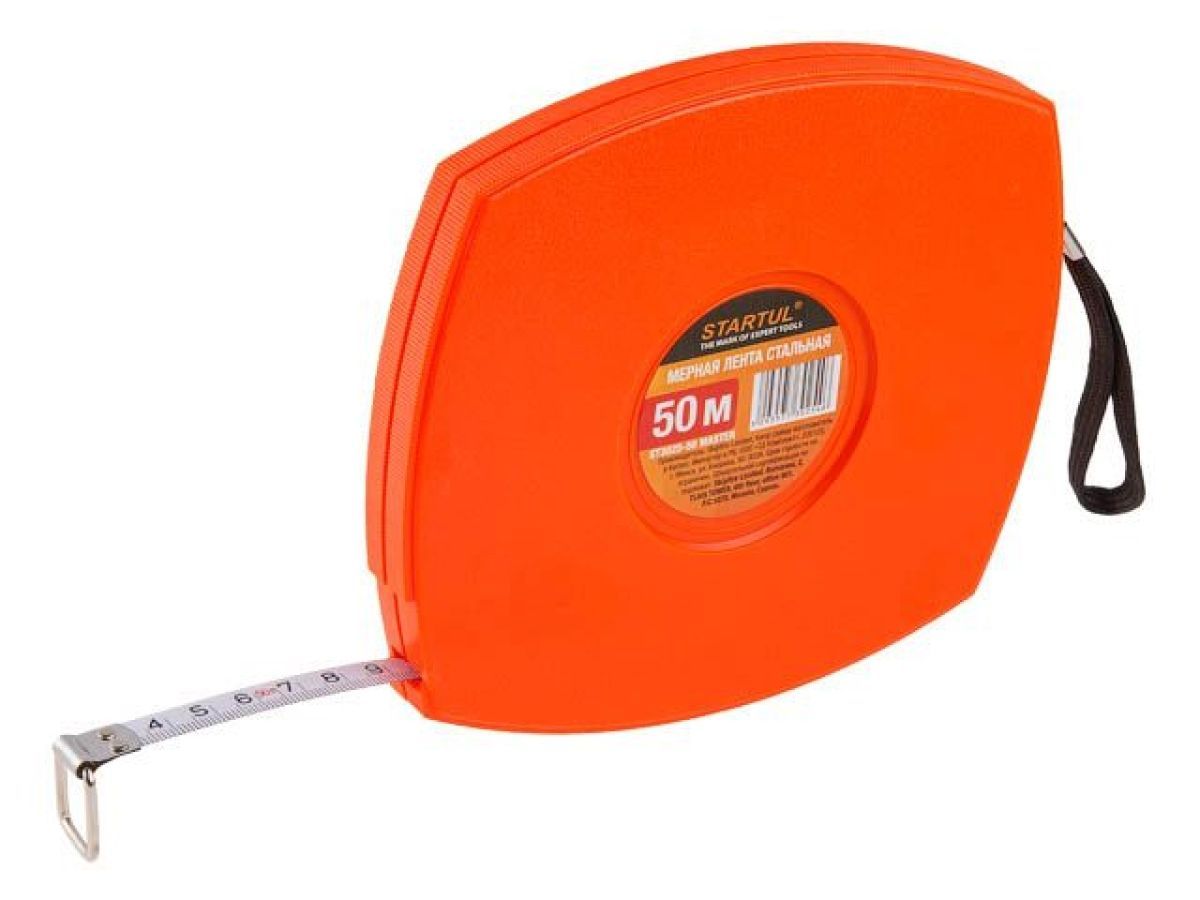 Мерная лента 50м, стальная, пластмассовый корпус, бытовая, STARTUL ST3025-50