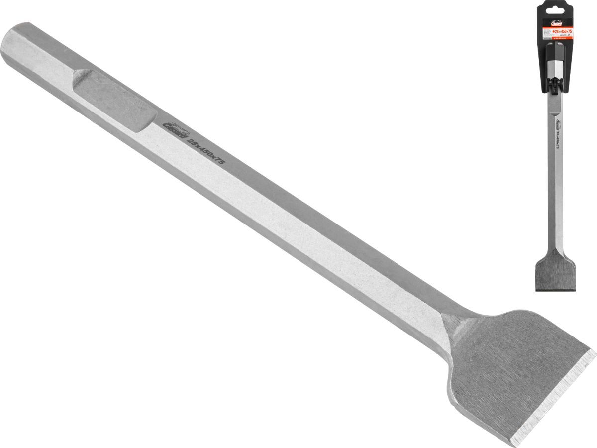 Лопаточное зубило шестигр. 28мм 450x75мм  (НЕХ)  GEPARD GP0715-450