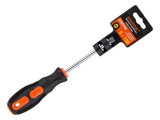 Отвертка "-" 6.0x100mm SL  PROFI (плоская шлицевая SLOTTED, рукоятка Anti slip) STARTUL ST3031-610