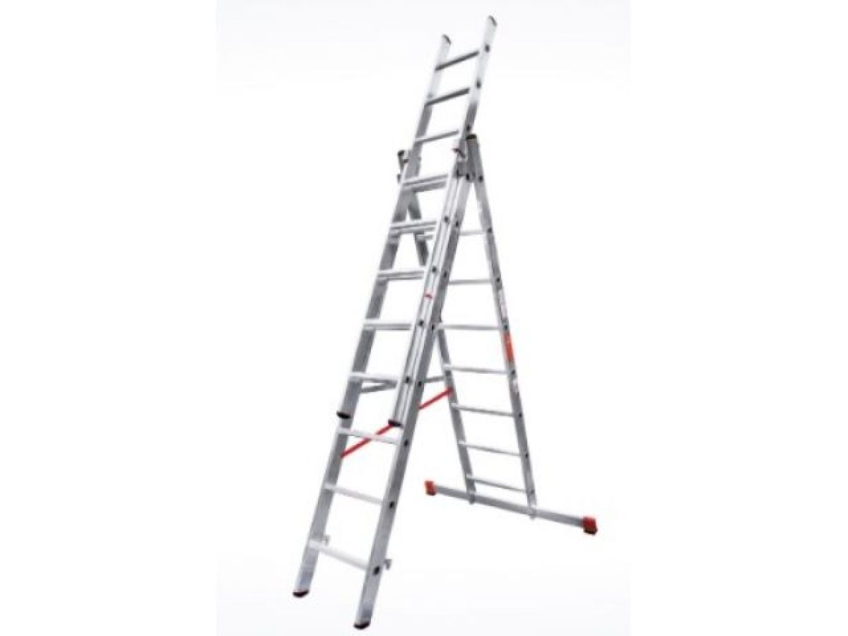 Лестница алюм. 3-секц., 210/424/211см, 3х8 ступ., 14.8кг, NV3230 (макс. нагрузка 150кг) Новая Высота 3230308