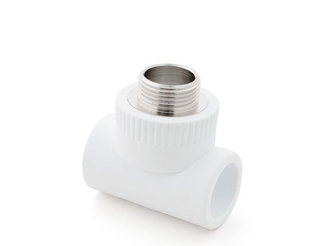 Тройник ПП комбинированный с наружной резьбой 25х3/4", белый  ...РосТурПласт 10756