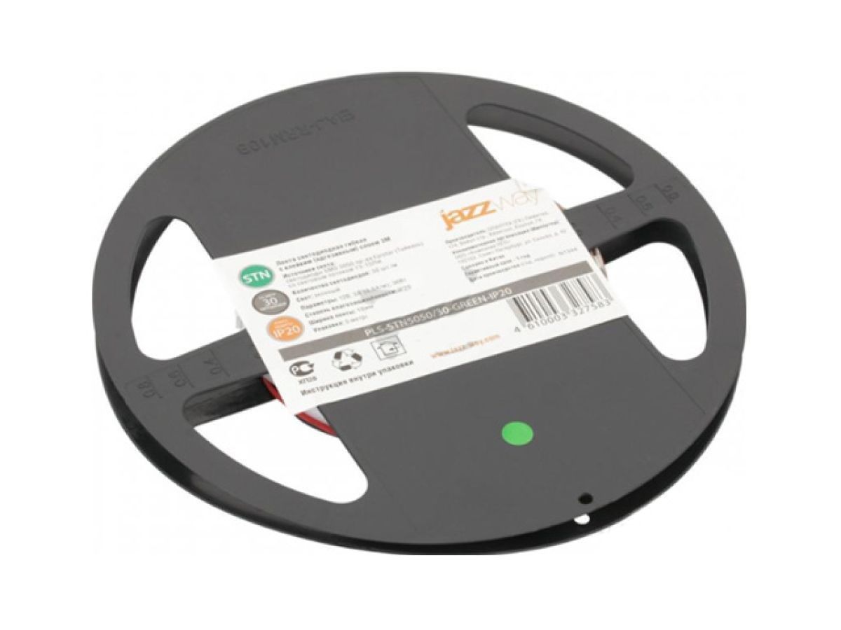 Лента светодиодная PLS 5050/30 (7.2 Вт/м, 360-450 Лм/м, 6500К, IP20, 12В) зеленая (5м) JAZZWAY 327583