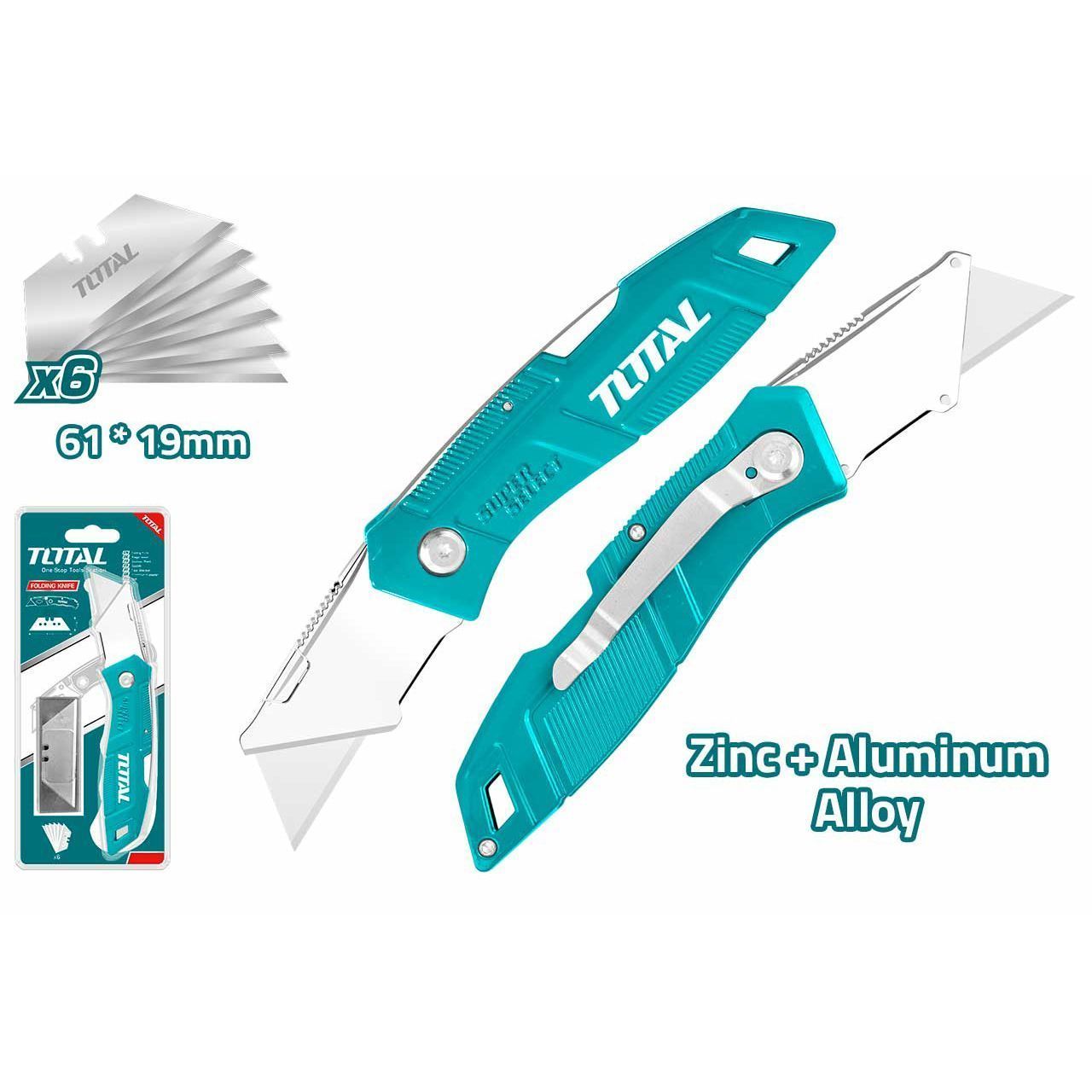 Нож строительный складной со сменными лезвиями  TOTAL THT5136236